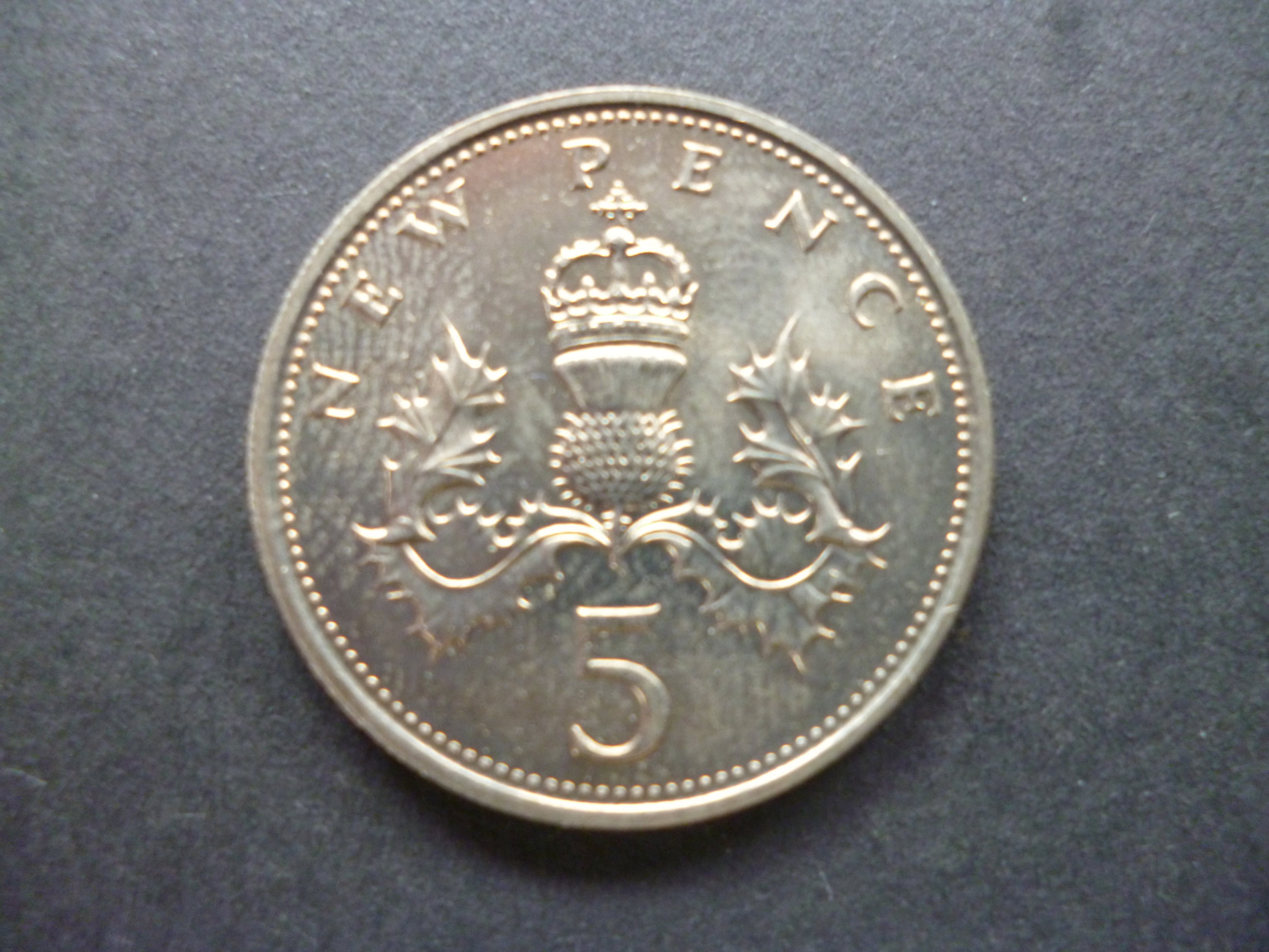 1969年英国5ペンス硬貨：エリザベス2世女王、アザミ模様 - Etsy 日本