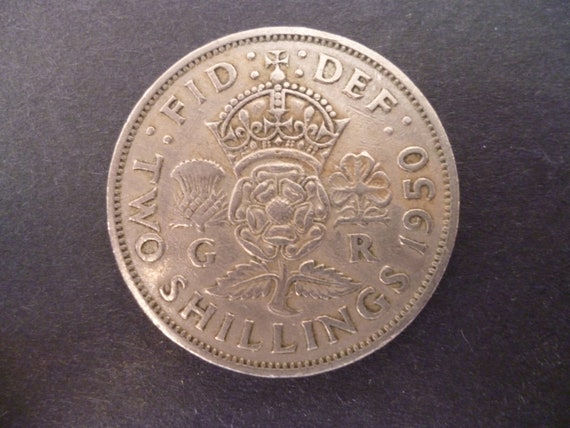 1950年 2シリング・フローリン貨幣：宝飾品として使われた英国製銅