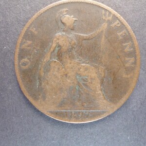 外国イギリス 1ペニー大型銅貨（ヴィクトリア女王 ヤングヘッド)1857年