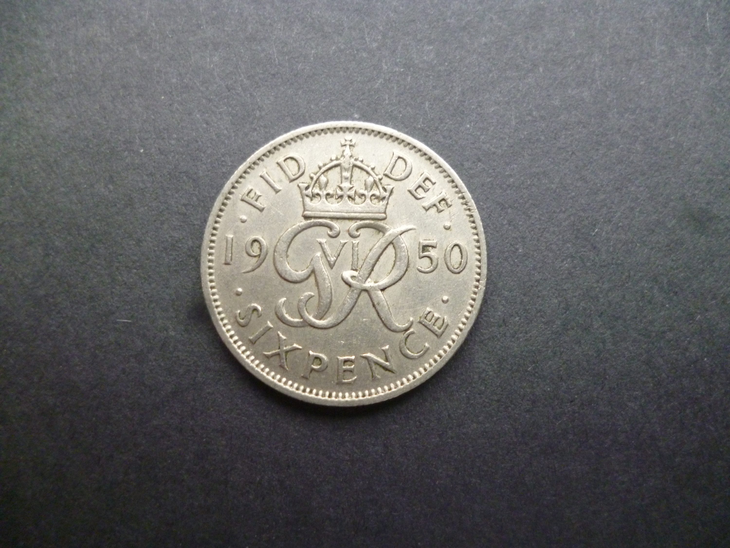 ヴィンテージ英国6ペンス硬貨：幸運の国王ジョージ6世（1947年～1951年
