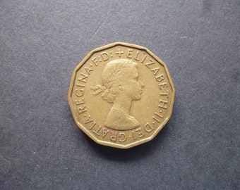 1959年イギリス3ペンス硬貨：ニッケル黄銅、王冠付き落とし格子 - Etsy