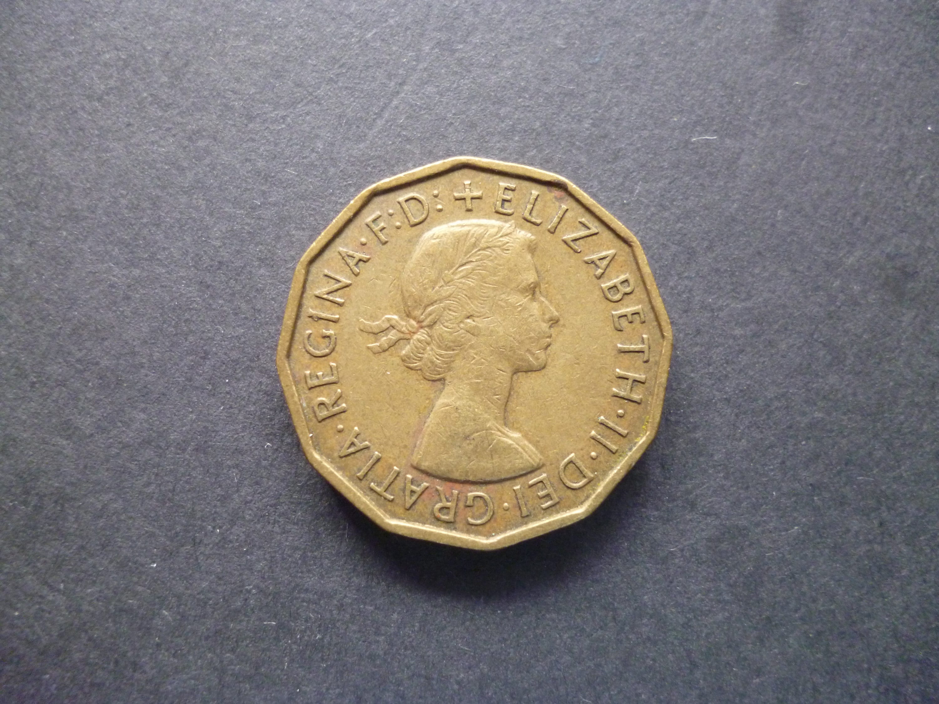 1959年イギリス3ペンス硬貨：ニッケル黄銅、王冠付き落とし格子 - Etsy