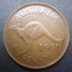 1950 Australischer Penny Münze: Kangaroo & King George, Handgemachter Schmuck