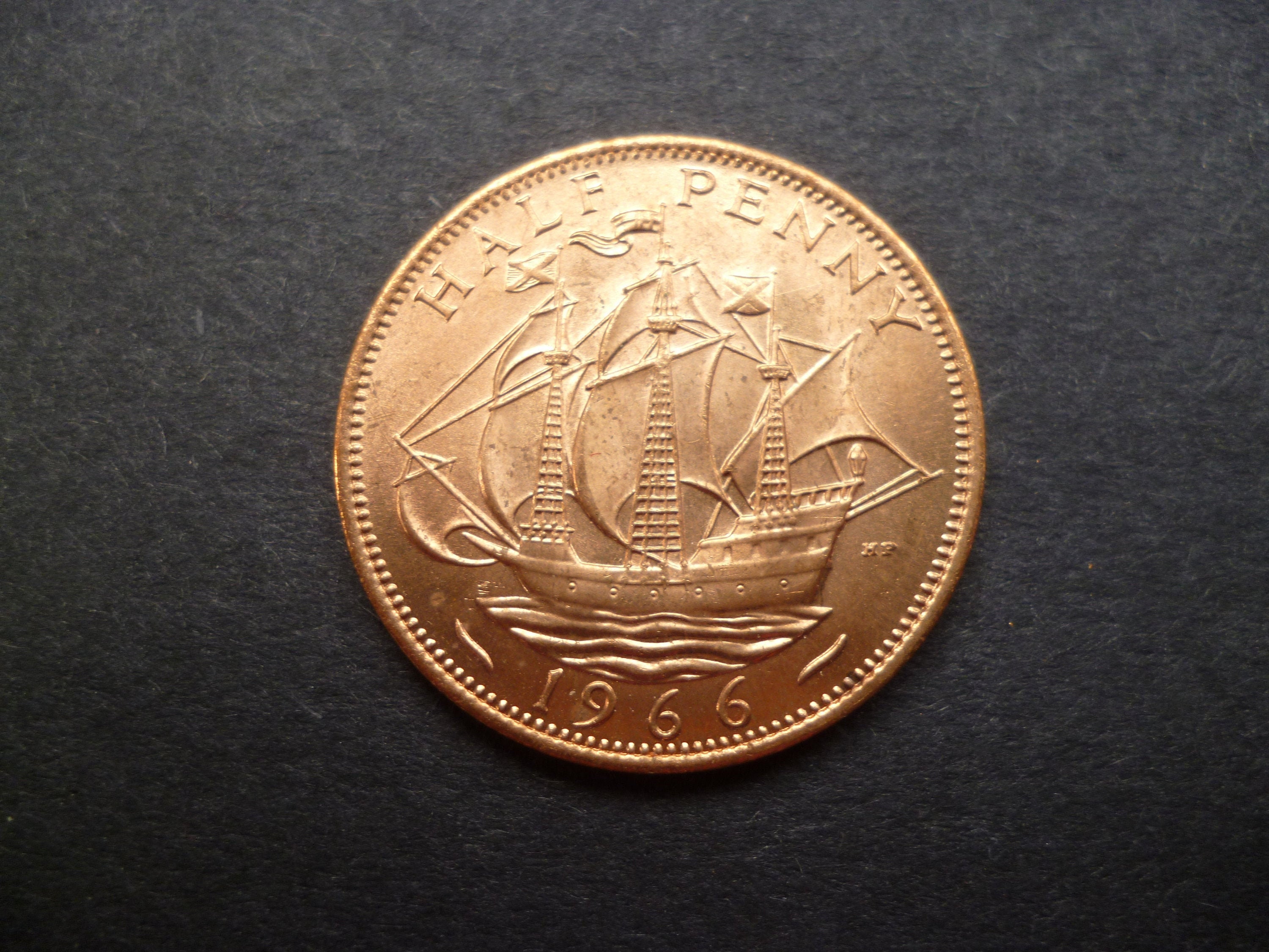 1966年ヴィンテージハーフペニーコイン：エリザベス2世女王