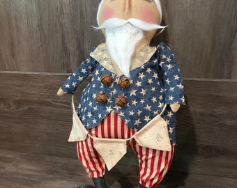 Handmade Felt Uncle Sam Doll, Holiday Mascot, 20.5