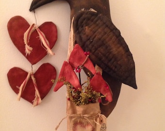 Primitive Crow Cupid Door Hanger