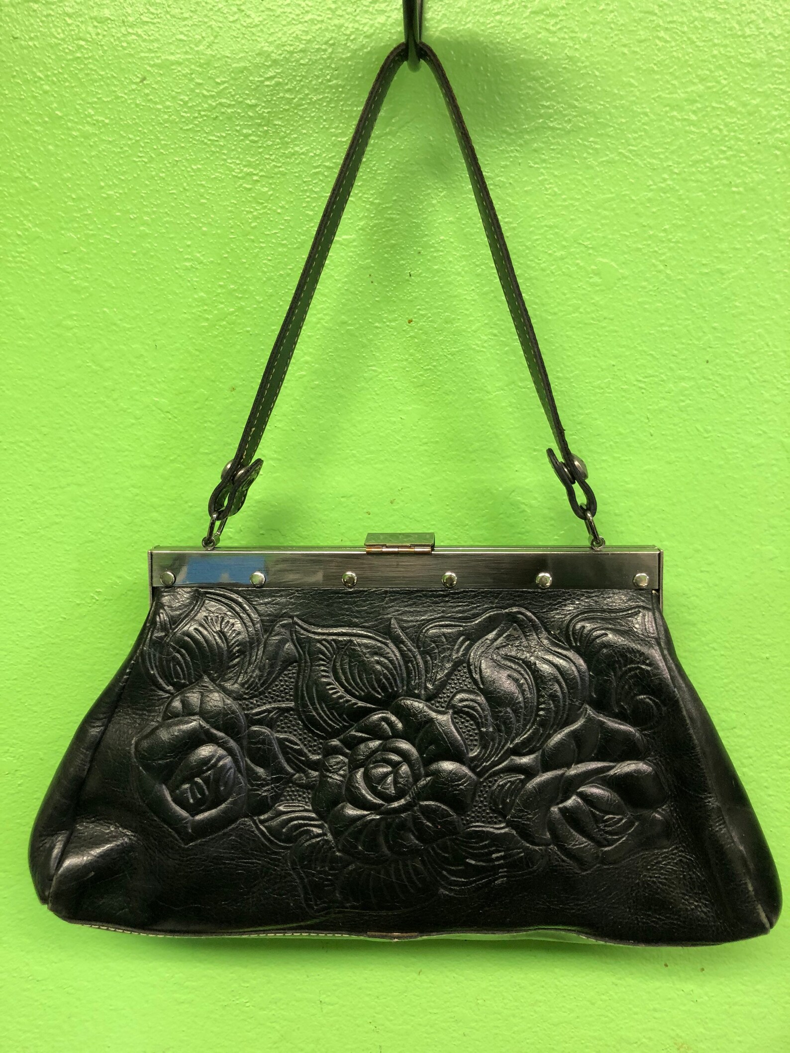Patricia Nash black Italian leather Handbag Etsy