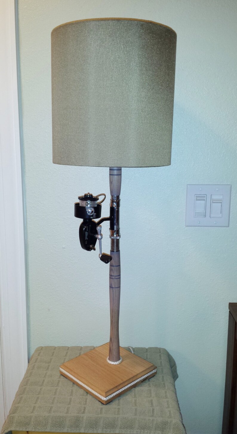 FISHING POLE LAMP Antique Fishing Rod and Reel Lamp Coastal Etsy