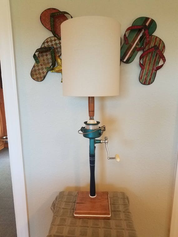 Vintage Antique Fishing Rod And Reel Table Lampfishing Etsy