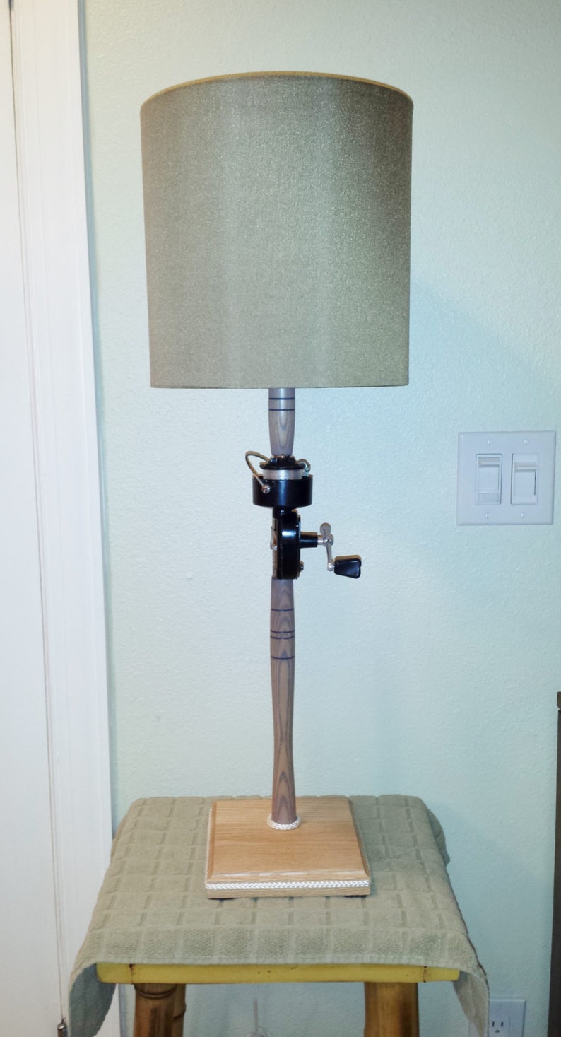 Fishing Pole Lamp Antique Rod And Reel Coastal Beach Decor Nautical
