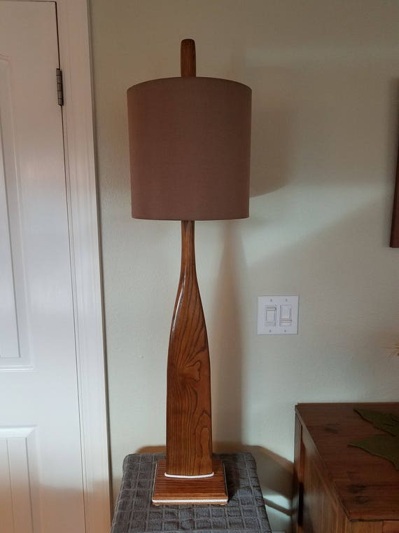 Vintage Wood Oar Table Lamp Fishing Decor Gift Fisherman Beach Nautical Rustic Cabin Boating