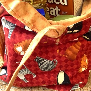 Cat Reusable, Washable Shopping Bag, Cat Grocery Bag, Kitty Market Bag, Cat Gift, Reusable Shopping Bag, Cat Themed Bag, Gift for Mom