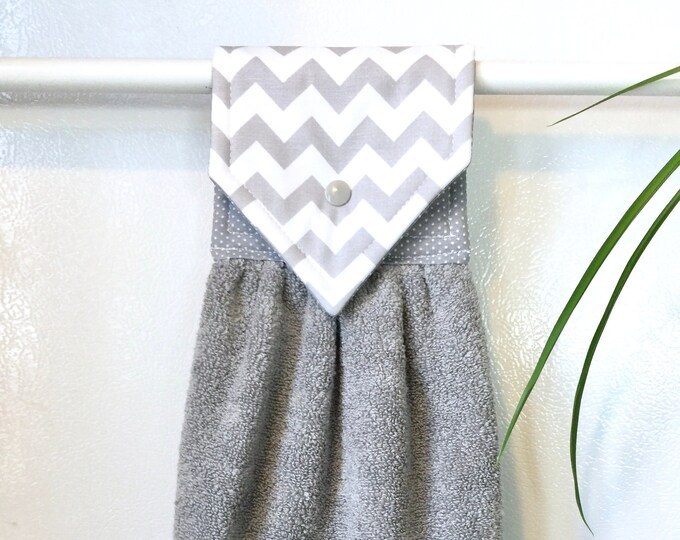 Gray Chevron Hanging Hand Towel Grey Chevron Hanging Towel Etsy