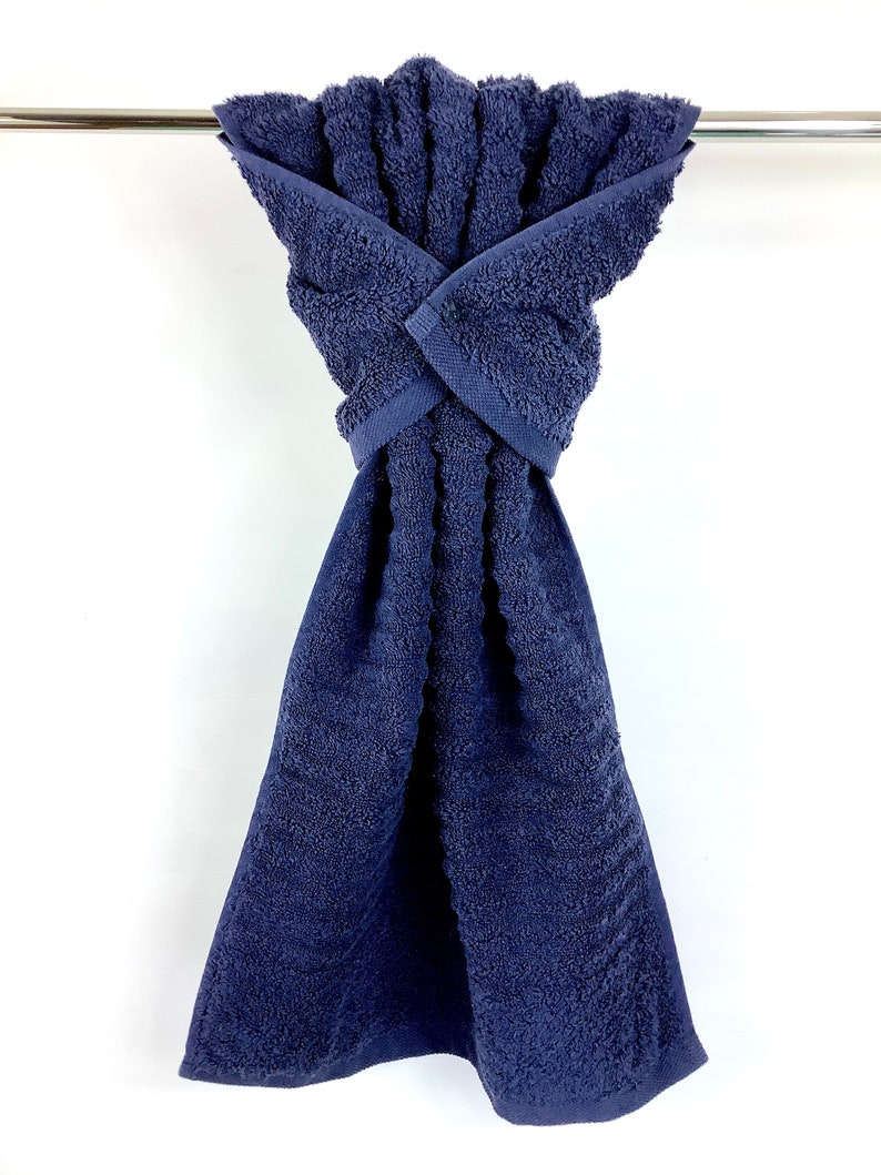 CLEARANCE! Gray or Navy Ribbed Hanging Hand Towel Wrap, Snap Towel, Gray Stay Put Hand Towel, Navy Oven Towel, Bathroom Hanging Hand Towel afbeelding 10