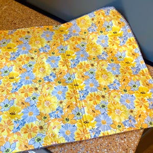 Dish Drying Mat, Yellow and Gray Drying Mat, Flower Kitchen Mat, Gray and Yellow Counter Drying Pad, Yellow Dish Mat, 17&quot; x 20&quot; Drying Mat
