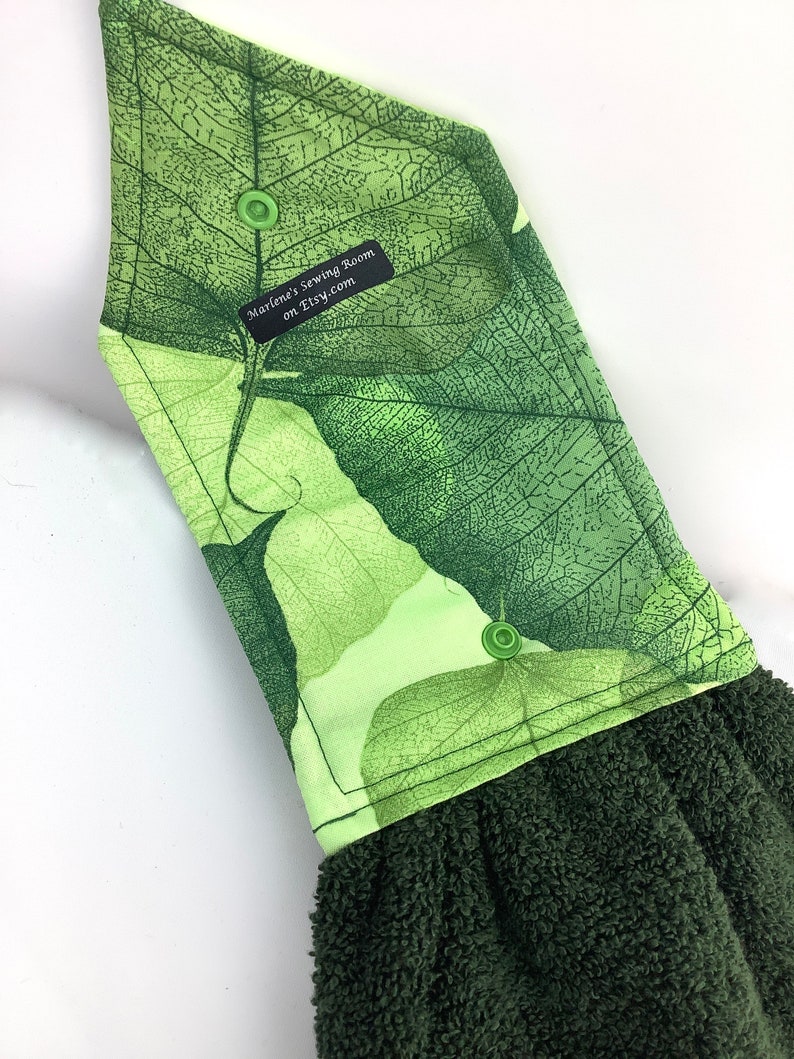 Green Hanging Hand Towel Stay Put Bathroom Hand Towel Leaves Etsy