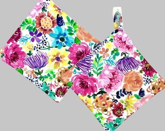 Potholders, 7", Bright Flowers for Spring and Summer!