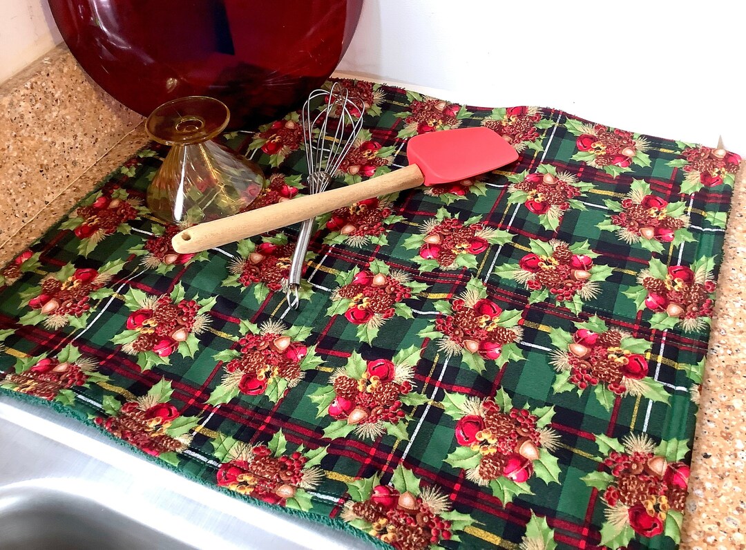 Holiday Dish Drying Mat Dish Drying Pad Handmade Christmas Etsy