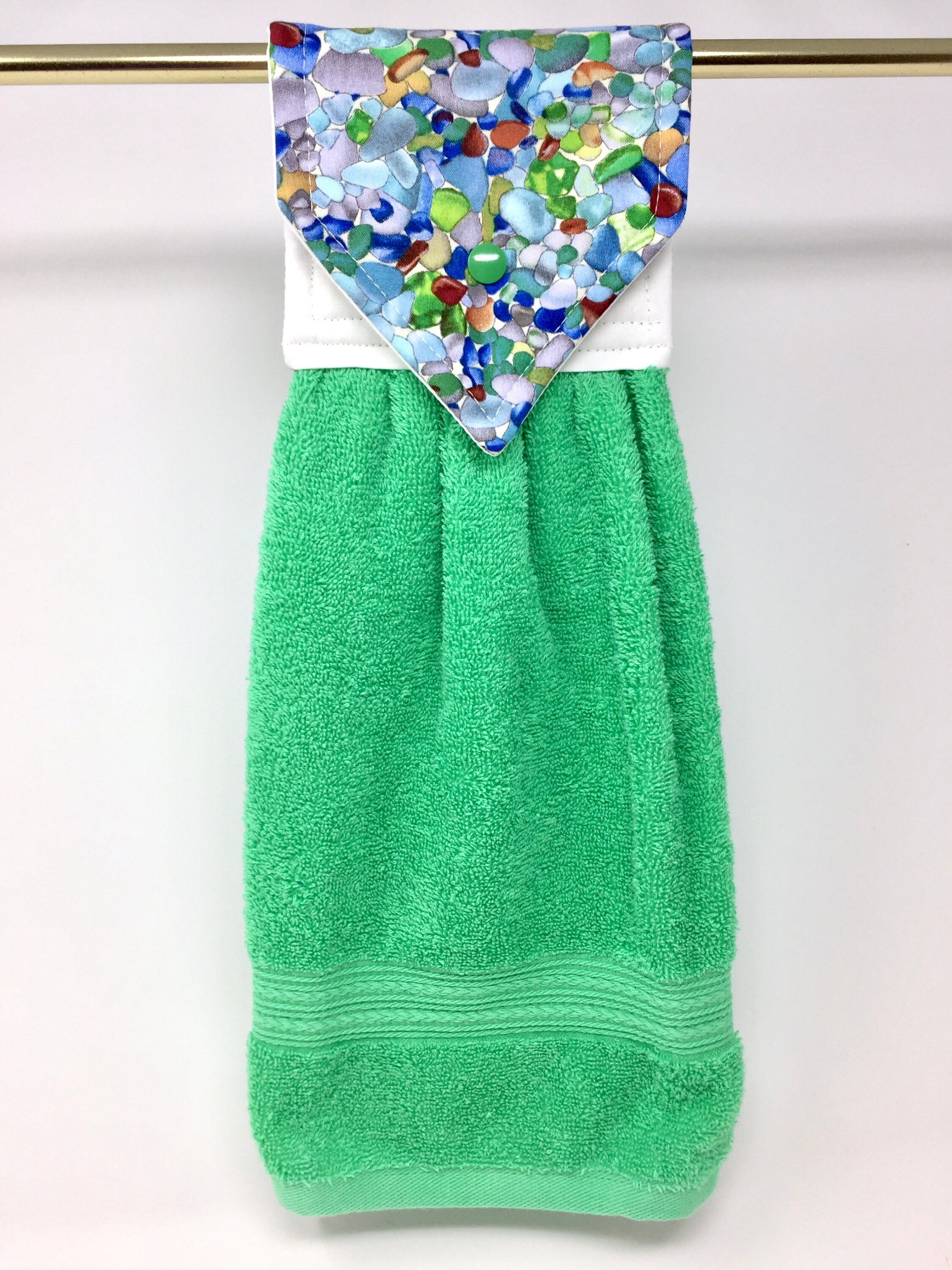 Sea Glass Hanging Hand Towel Green Hanging Towel Sea Glassl Etsy