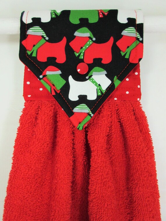 Scottish Terrier Hanging Hand Towel Holiday Scottie Dogs Etsy
