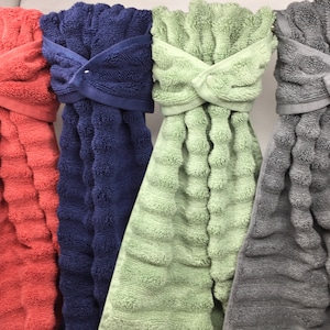 Ribbed Hanging Hand Towel Wrap Towel, Red, Navy, Sage, Dk Gray, Turquoise, Purple Stay Put Hand Towel, Quick Dry Oven Towel, Ribbed Towel