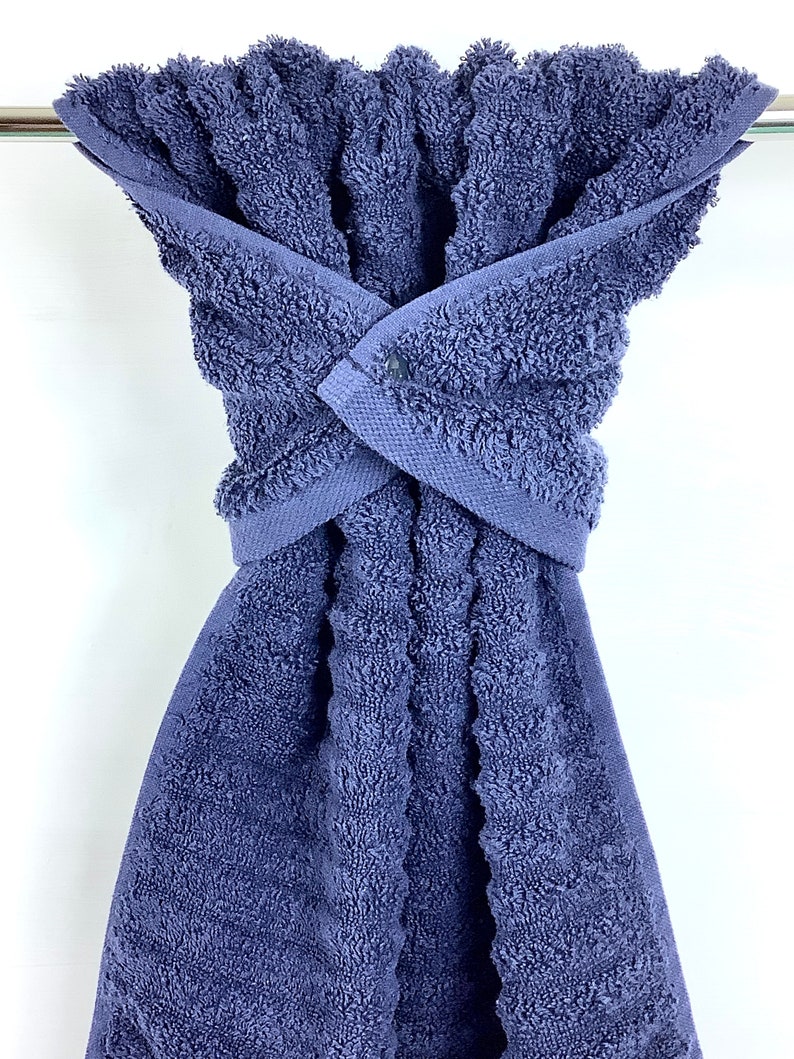 CLEARANCE! Gray or Navy Ribbed Hanging Hand Towel Wrap, Snap Towel, Gray Stay Put Hand Towel, Navy Oven Towel, Bathroom Hanging Hand Towel Navy Blue