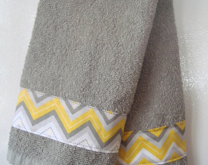 Hand Towel Gray Yellow Chevron Hand Towel Handmade Grey and Etsy