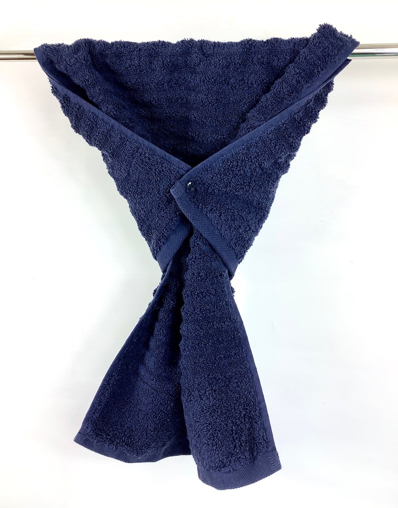 CLEARANCE! Gray or Navy Ribbed Hanging Hand Towel Wrap, Snap Towel, Gray Stay Put Hand Towel, Navy Oven Towel, Bathroom Hanging Hand Towel afbeelding 9