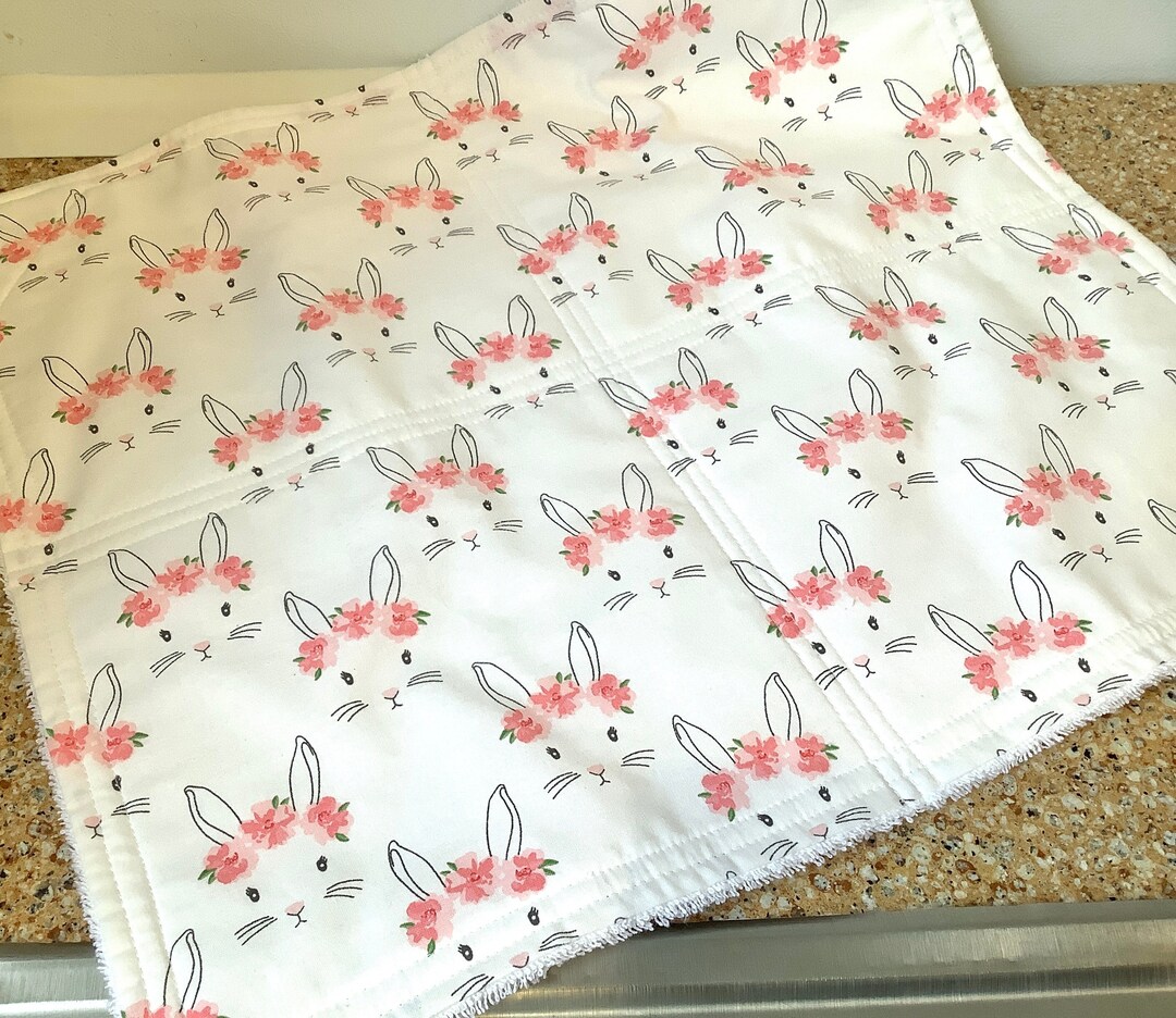 Easter Bunny Dish Drying Mat Pink and White Drying Pad Etsy