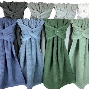 Quick Dry, Textured Hand Towel Wrap, Charcoal, Gray, Greige, White, Stone Blue, Lt Blue, Forrest Green, or Sage, Stay Put Hanging Towel