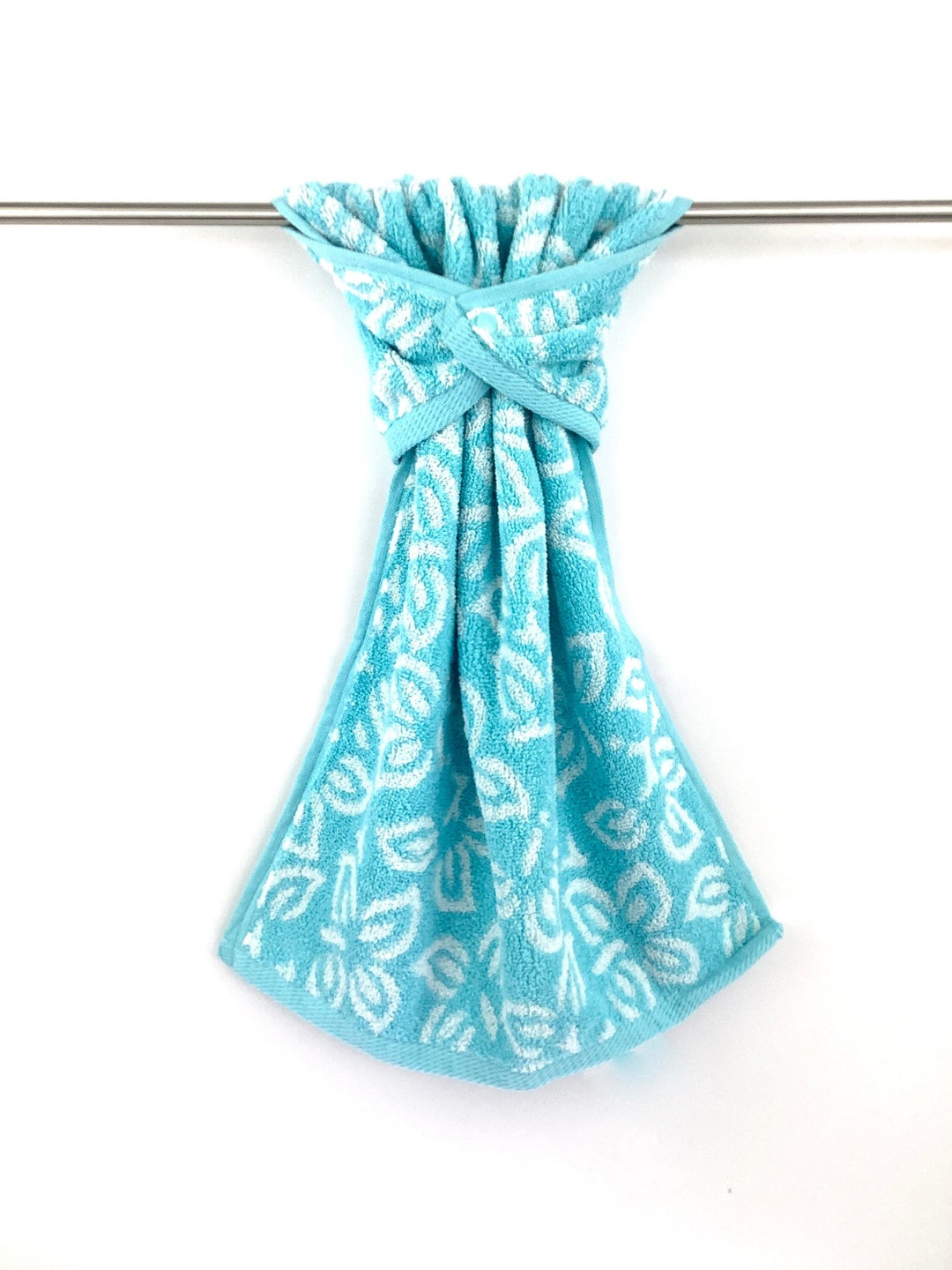 Aqua Hanging Hand Towel Wrap Sky Blue Hand Towel Aqua Etsy