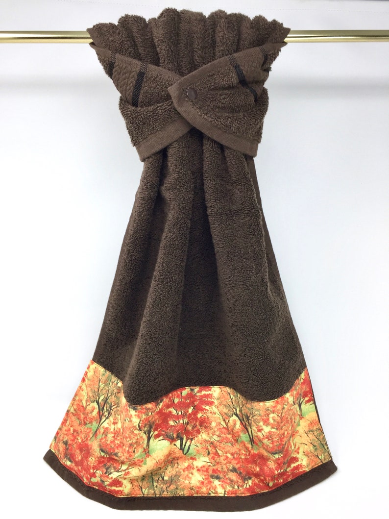 Autumn Hanging Hand Towel Wrap Green Snap Towel Brown Autumn Etsy