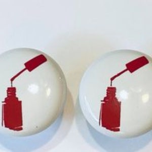 Pair 1.5”  Nail Polish drawer knobs Pulls white ceramic beautician