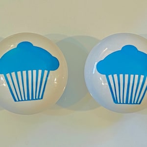 Pair 1.5”  Cupcake drawer cabinet knobs Pulls white ceramic