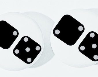 Pair 2 Dice 1.5" drawer knobs Pulls white ceramic roll