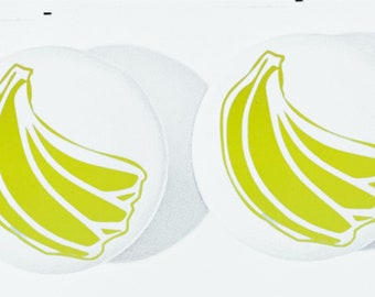 Pair 1.5”  Banana fruit yellow or green drawer knobs Pulls white ceramic