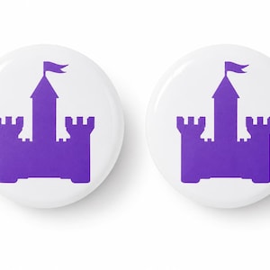 Pair 1.5”  Castle crown drawer knobs Pulls white ceramic