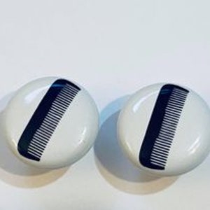 Pair 1.5”  Hair Comb beauty drawer knobs Pulls white ceramic beautician