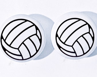 Pair 1.5”  Volleyball drawer knobs Pulls white ceramic sports