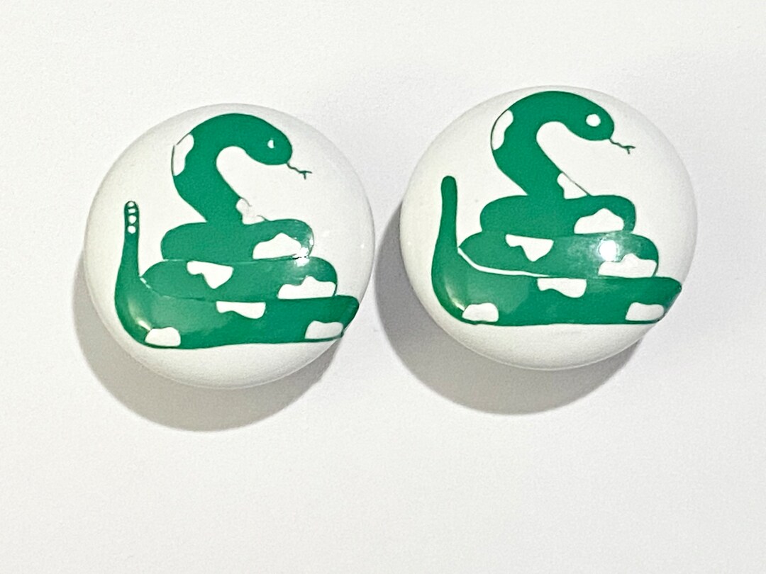 Pair 1.5 Snake Drawer Knobs Pulls White Ceramic Etsy