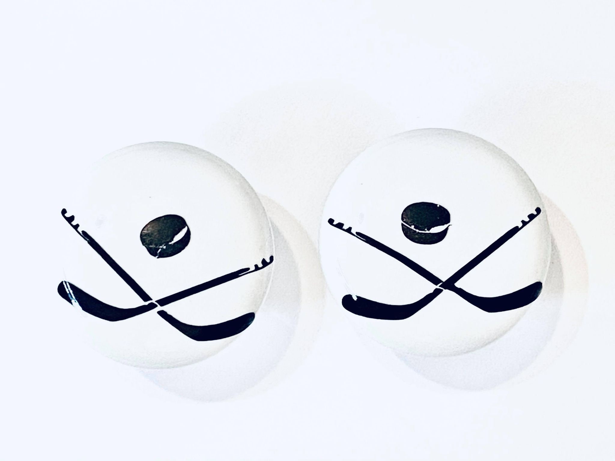 Pair 1.5 Hockey Sticks and Puck Drawer Knobs Pulls White Ceramic Etsy UK