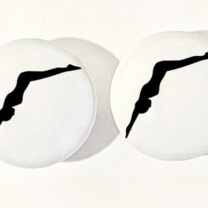Pair 1.5” Diver Swimmer drawer knobs Pulls white ceramic