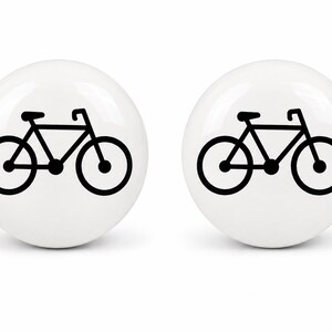 Bicycle Cabinet Knobs (Set of 2) | 1.5” Ceramic Bike Drawer Pulls | Cycling Decor | Kids Bike Room | Bicycle Cabinet Hardware