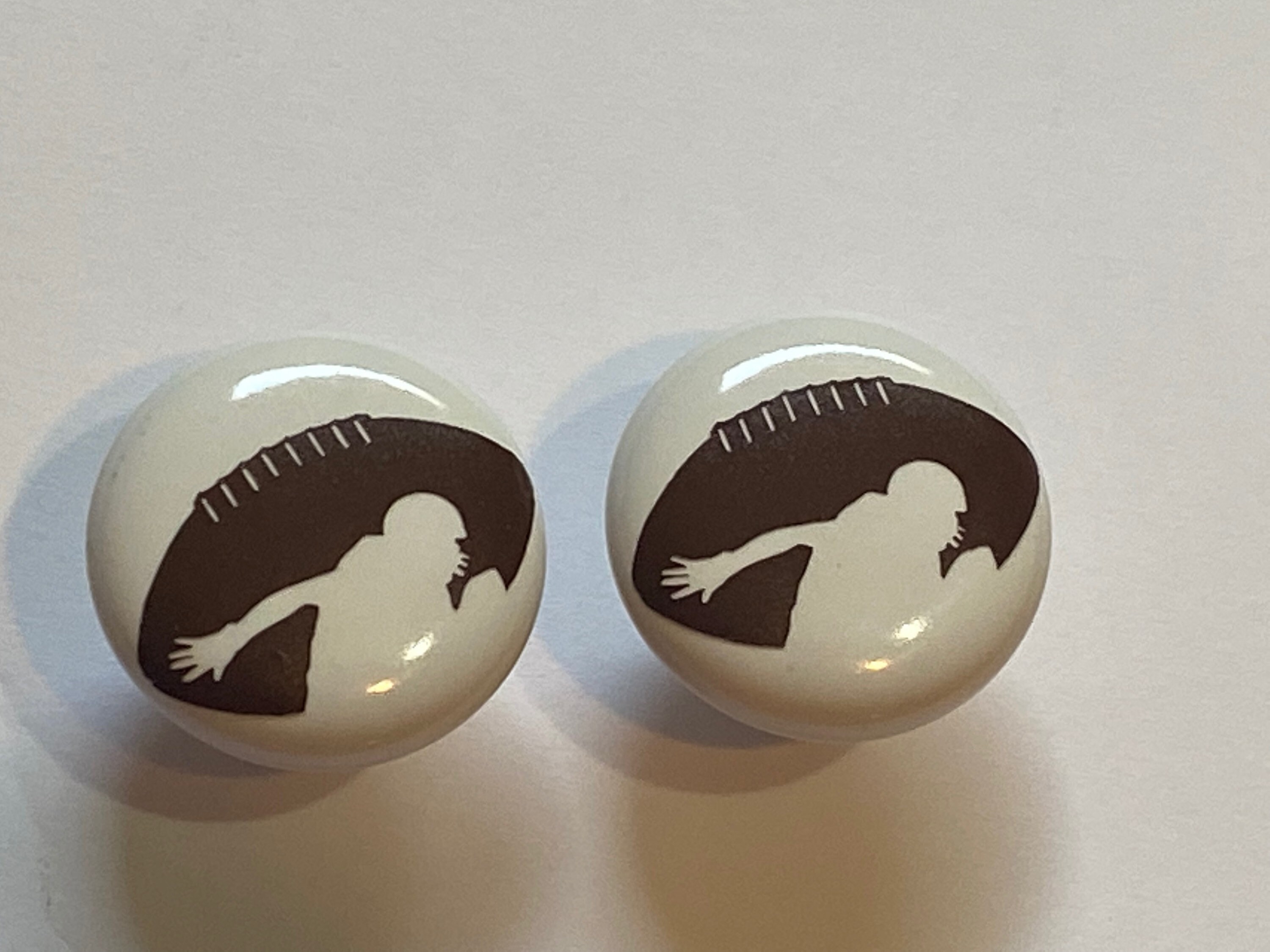 Pair 1.5 Football and player drawer knobs Pulls white Etsy