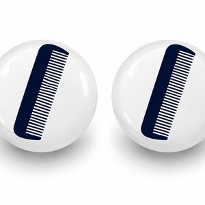 Pair 1.5”  Hair Comb beauty drawer knobs Pulls white ceramic beautician