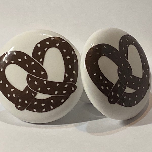 Pair 1.5” Baking themed drawer knobs Pulls white ceramic