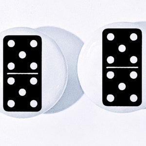 Pair 2 Dominos 1.5" drawer knobs Pulls white ceramic roll