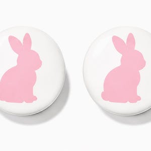 1.5” Pair Bunny Drawer Knobs Pulls | White Ceramic Rabbit Cabinet Knobs | Nursery Decor | Easter Bunny Handles | Cute Animal Dresser Knobs