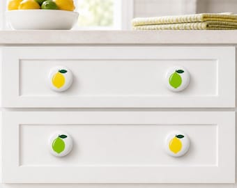 Lemon or Lime Cabinet Knobs 1.5” | Fruit Drawer Knobs | Citrus Kitchen Hardware | Set of 2