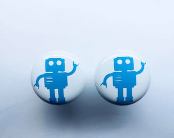 Paire 1.5 « Boutons de tiroir de robot Tire en céramique blanche